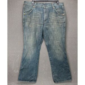 Martin + Osa Mens Size 40x32 BootCut Blue Jeans Distressed dirty denim look